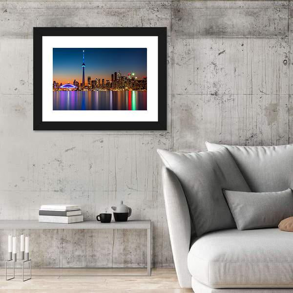 Toronto Skyline At Dusk Canvas Wall Art-5 Horizontal-Gallery Wrap-22" x 12"-Tiaracle