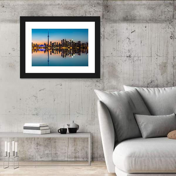 Toronto Skyline At Dusk Canvas Wall Art-5 Horizontal-Gallery Wrap-22" x 12"-Tiaracle