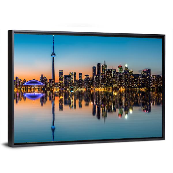 Toronto Skyline At Dusk Canvas Wall Art-5 Horizontal-Gallery Wrap-22" x 12"-Tiaracle