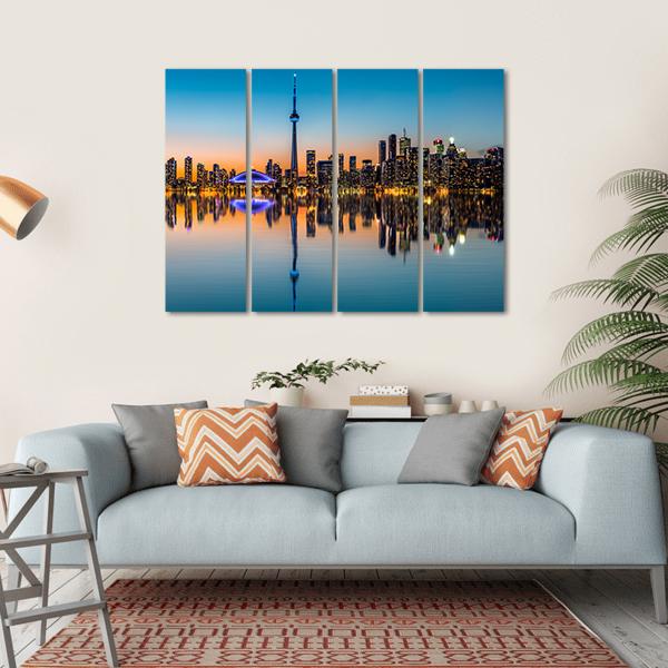 Toronto Skyline At Dusk Canvas Wall Art-4 Horizontal-Gallery Wrap-34" x 24"-Tiaracle