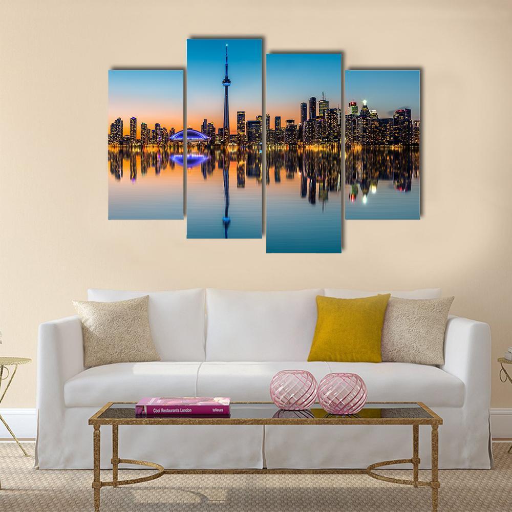 Toronto Skyline At Dusk Canvas Wall Art-4 Pop-Gallery Wrap-50" x 32"-Tiaracle