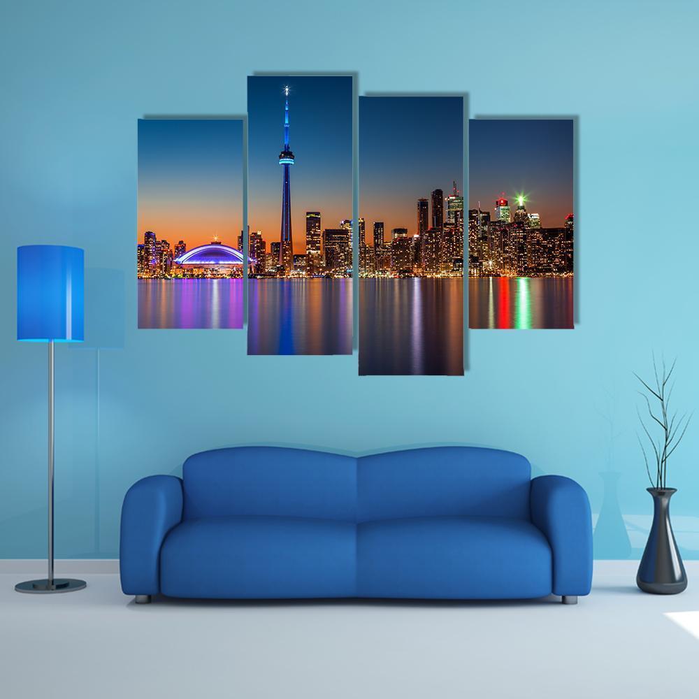 Toronto Skyline At Dusk Canvas Wall Art-4 Pop-Gallery Wrap-50" x 32"-Tiaracle