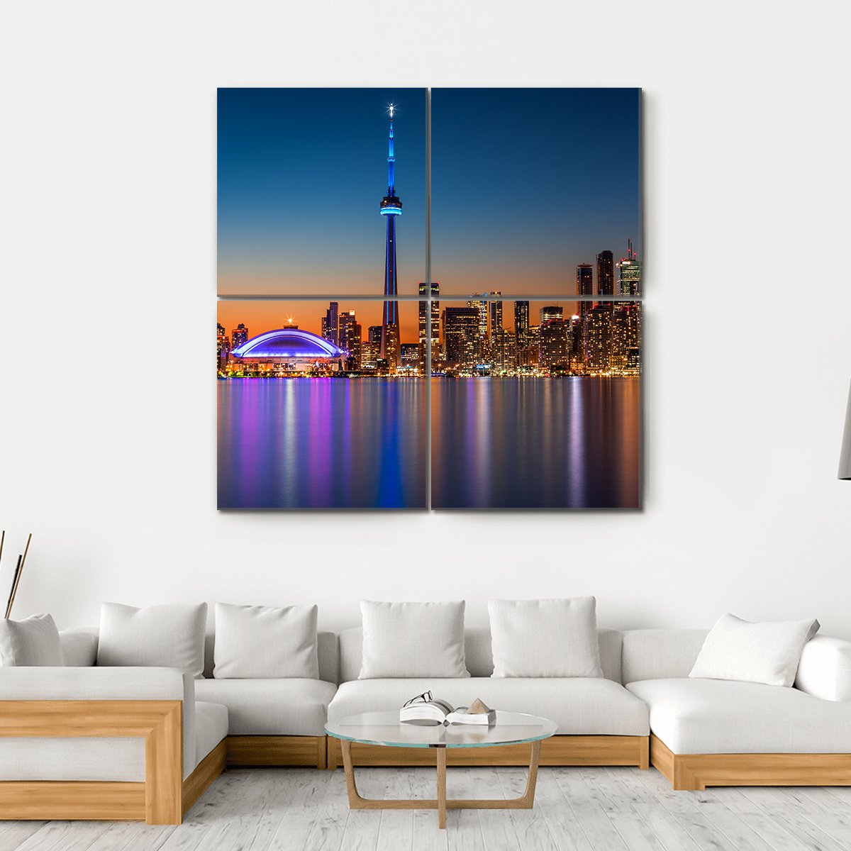 Toronto Skyline At Dusk Canvas Wall Art-4 Square-Gallery Wrap-17" x 17"-Tiaracle