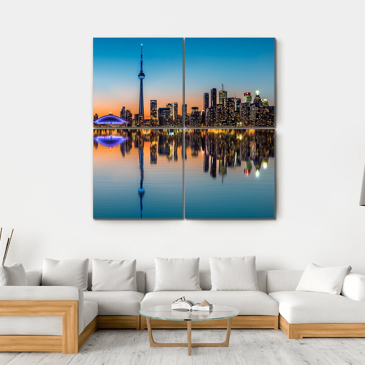 Toronto Skyline At Dusk Canvas Wall Art-4 Square-Gallery Wrap-17" x 17"-Tiaracle