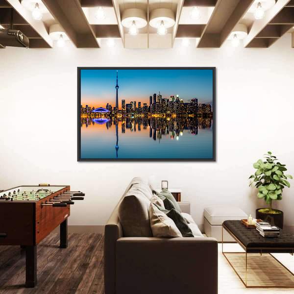 Toronto Skyline At Dusk Panoramic Canvas Wall Art-1 Piece-36" x 12"-Tiaracle