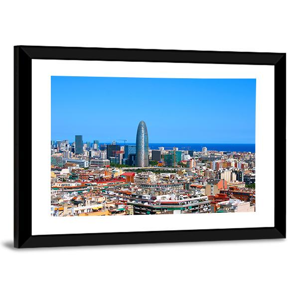 Torre Agbar Barcelona Canvas Wall Art-3 Horizontal-Gallery Wrap-25" x 16"-Tiaracle
