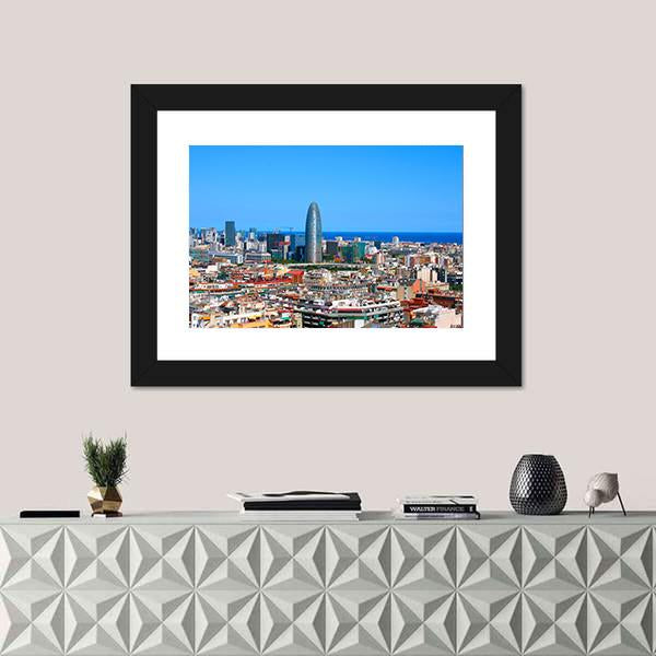 Torre Agbar Barcelona Canvas Wall Art-3 Horizontal-Gallery Wrap-25" x 16"-Tiaracle