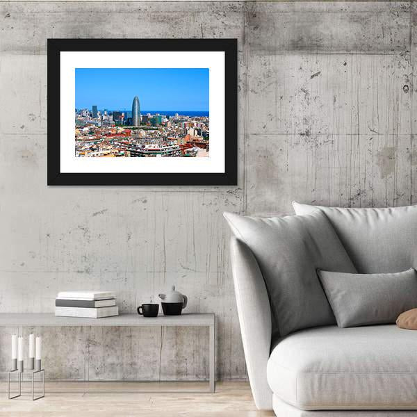 Torre Agbar Barcelona Canvas Wall Art-3 Horizontal-Gallery Wrap-25" x 16"-Tiaracle