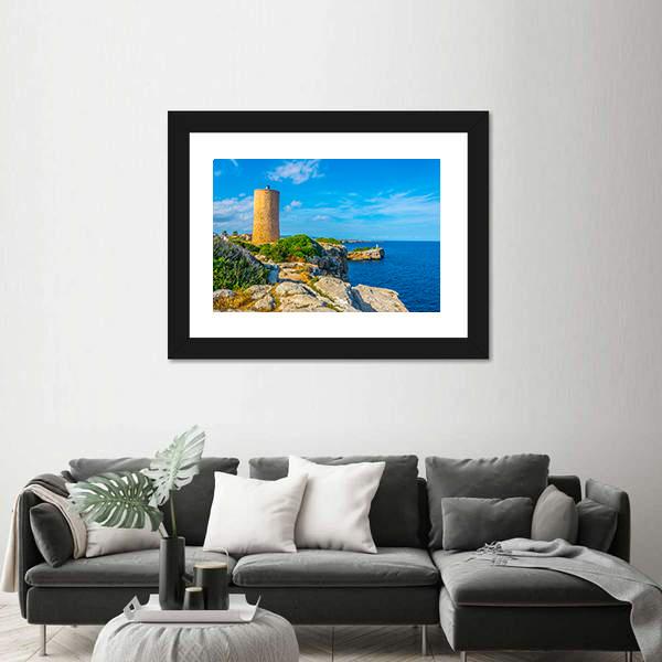 Torre del Serral dels Falcons Canvas Wall Art-1 Piece-Framed Print-20" x 16"-Tiaracle