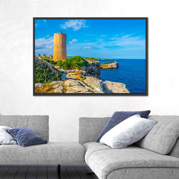 Torre del Serral dels Falcons Canvas Wall Art-1 Piece-Floating Frame-24" x 16"-Tiaracle