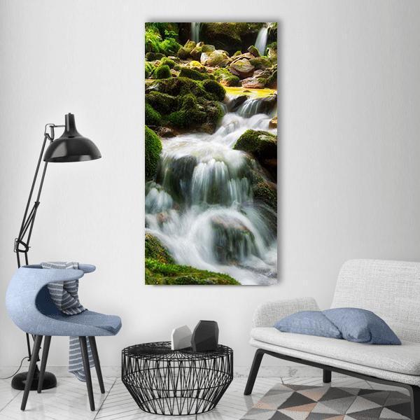 Torrent Waterfall Vertical Canvas Wall Art-1 Vertical-Gallery Wrap-12" x 24"-Tiaracle