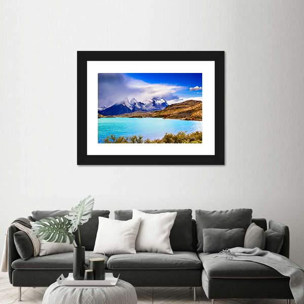 Torres Del Paine Chile Canvas Wall Art-1 Piece-Framed Print-20" x 16"-Tiaracle