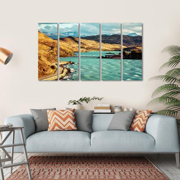 Torres del Paine In Chile Canvas Wall Art-5 Horizontal-Gallery Wrap-22" x 12"-Tiaracle