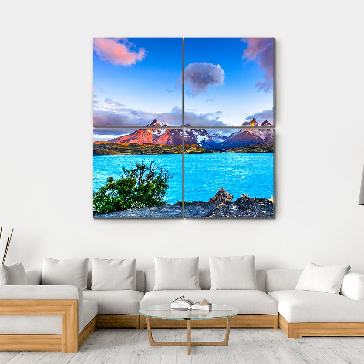 Torres del Paine In Patagonia Canvas Wall Art-4 Square-Gallery Wrap-17" x 17"-Tiaracle