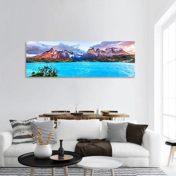Torres del Paine In Patagonia Panoramic Canvas Wall Art-1 Piece-36" x 12"-Tiaracle