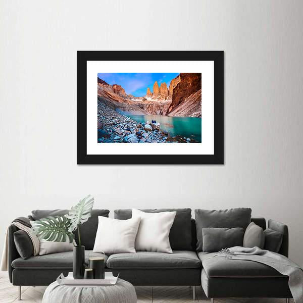 Torres Del Paine National Park Chile Canvas Wall Art-1 Piece-Framed Print-20" x 16"-Tiaracle