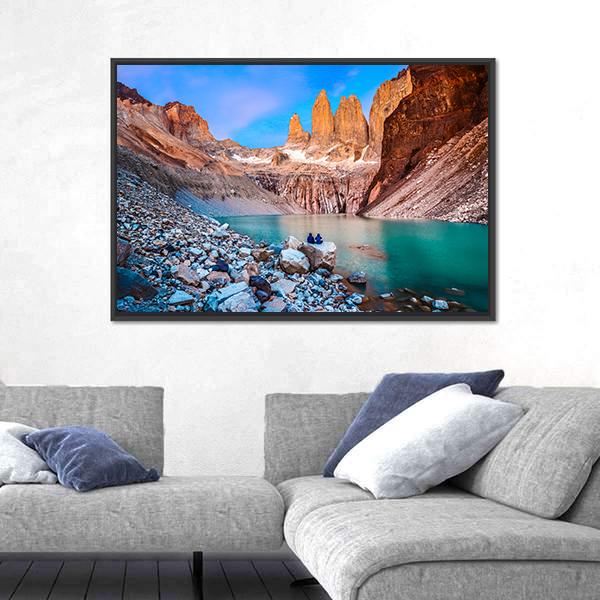 Torres Del Paine National Park Chile Canvas Wall Art-1 Piece-Floating Frame-24" x 16"-Tiaracle