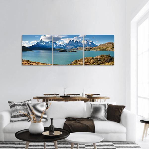 Torres del Paine National Park Panoramic Canvas Wall Art-3 Piece-25" x 08"-Tiaracle