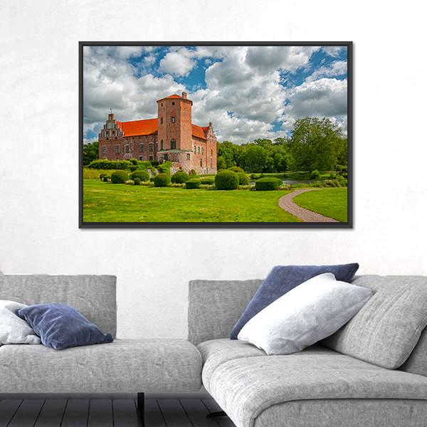 Torup Castle In Sweden Canvas Wall Art-1 Piece-Floating Frame-24" x 16"-Tiaracle