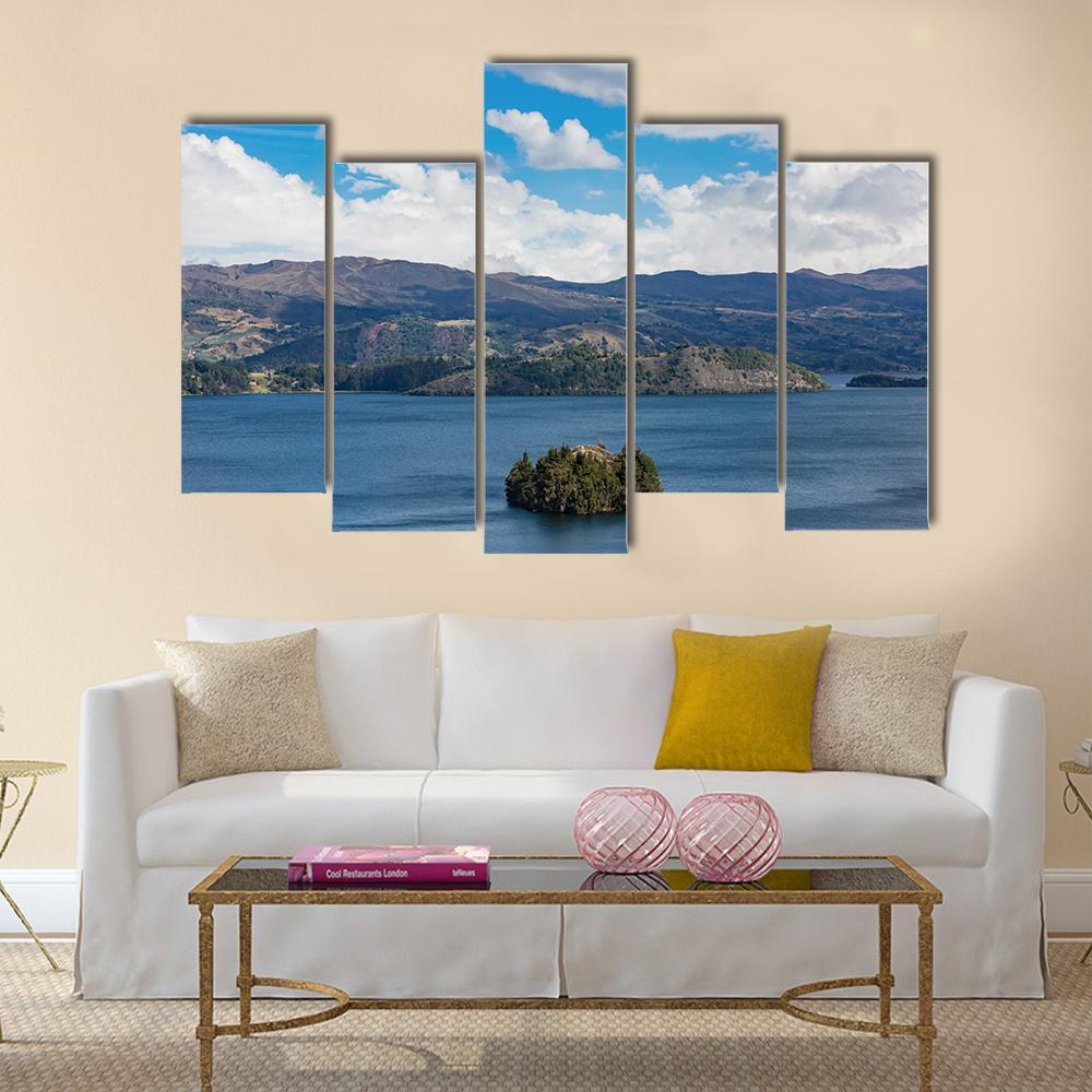 Tota Lake In Boyaca Canvas Wall Art-5 Pop-Gallery Wrap-47" x 32"-Tiaracle