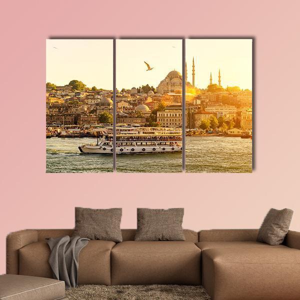 Istanbul At Sunset Turkey Canvas Wall Art-3 Horizontal-Gallery Wrap-37" x 24"-Tiaracle