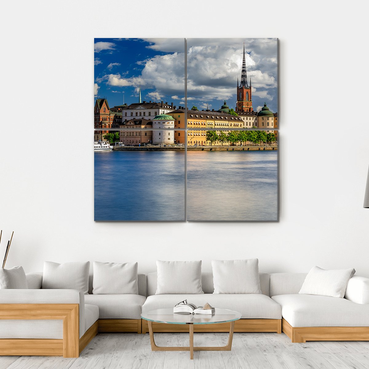 Tourist Ferry On Lake Malaren Canvas Wall Art-4 Square-Gallery Wrap-17" x 17"-Tiaracle