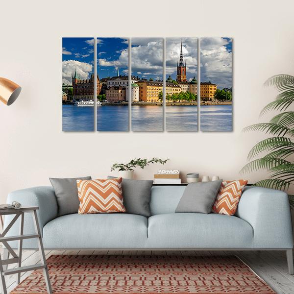 Tourist Ferry On Lake Malaren Canvas Wall Art-5 Horizontal-Gallery Wrap-22" x 12"-Tiaracle