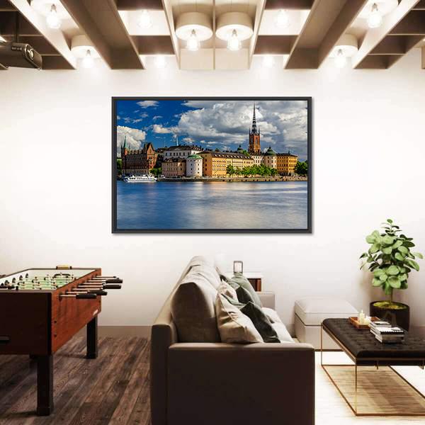 Tourist Ferry On Lake Malaren Canvas Wall Art-3 Horizontal-Gallery Wrap-25" x 16"-Tiaracle