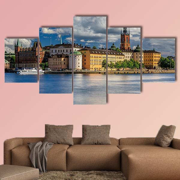 Tourist Ferry On Lake Malaren Canvas Wall Art-5 Star-Gallery Wrap-62" x 32"-Tiaracle