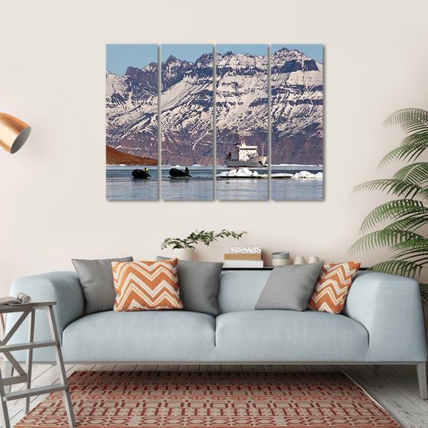 Tourist Icebreaker In Scoresbysund Canvas Wall Art-4 Horizontal-Gallery Wrap-34" x 24"-Tiaracle