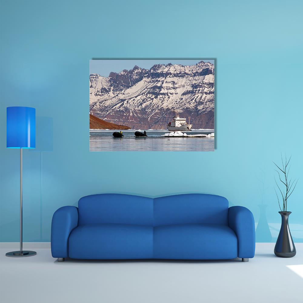 Tourist Icebreaker In Scoresbysund Canvas Wall Art-1 Piece-Gallery Wrap-48" x 32"-Tiaracle