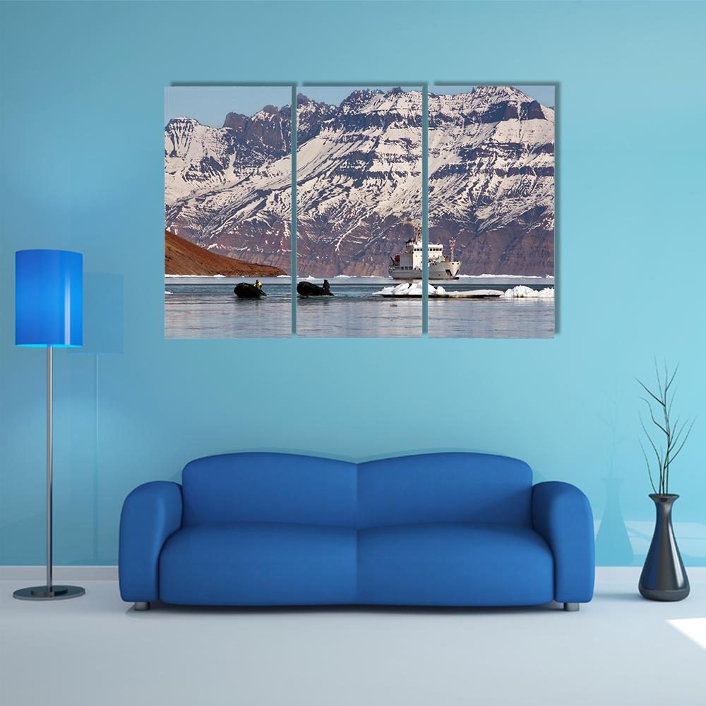 Tourist Icebreaker In Scoresbysund Canvas Wall Art-3 Horizontal-Gallery Wrap-37" x 24"-Tiaracle