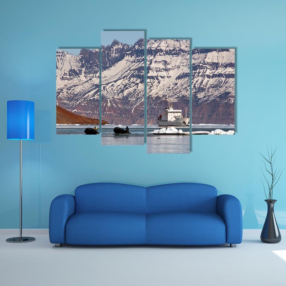 Tourist Icebreaker In Scoresbysund Canvas Wall Art-4 Pop-Gallery Wrap-50" x 32"-Tiaracle