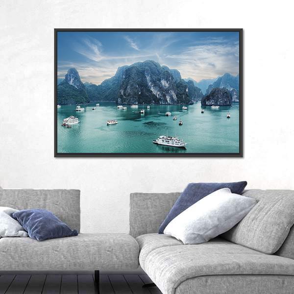 Tourist Junks Floating Canvas Wall Art-1 Piece-Floating Frame-24" x 16"-Tiaracle