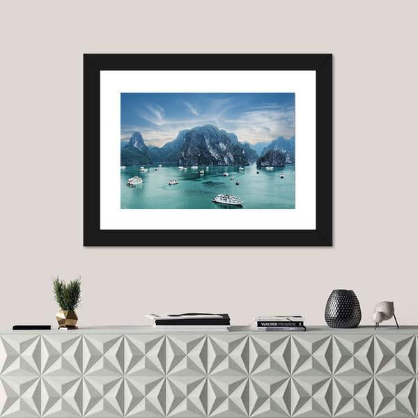 Tourist Junks Floating Canvas Wall Art-3 Horizontal-Gallery Wrap-25" x 16"-Tiaracle