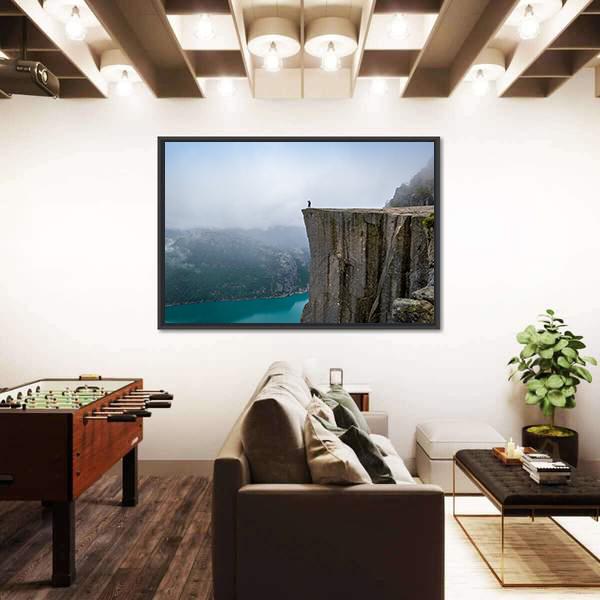Tourist Standing At The Cliff Canvas Wall Art-3 Horizontal-Gallery Wrap-25" x 16"-Tiaracle