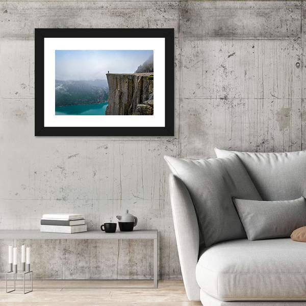 Tourist Standing At The Cliff Canvas Wall Art-3 Horizontal-Gallery Wrap-25" x 16"-Tiaracle
