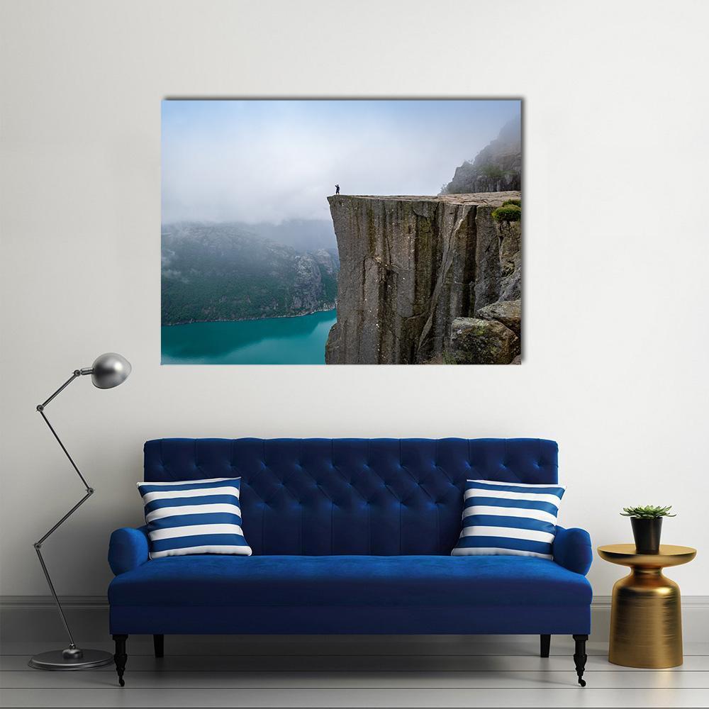 Tourist Standing At The Cliff Canvas Wall Art-1 Piece-Gallery Wrap-48" x 32"-Tiaracle
