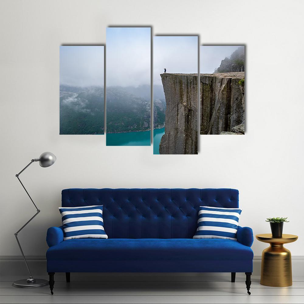 Tourist Standing At The Cliff Canvas Wall Art-4 Pop-Gallery Wrap-50" x 32"-Tiaracle