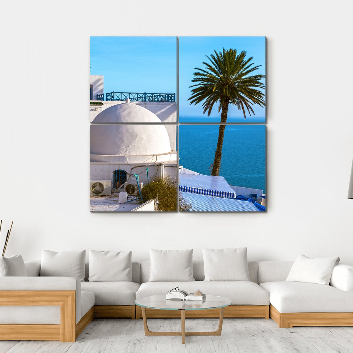 Touristic Town Near Tunis Canvas Wall Art-4 Square-Gallery Wrap-17" x 17"-Tiaracle