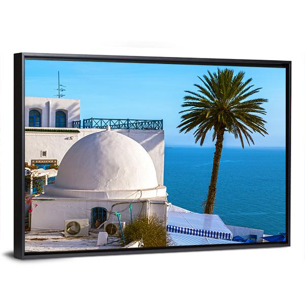 Touristic Town Near Tunis Canvas Wall Art-3 Horizontal-Gallery Wrap-25" x 16"-Tiaracle