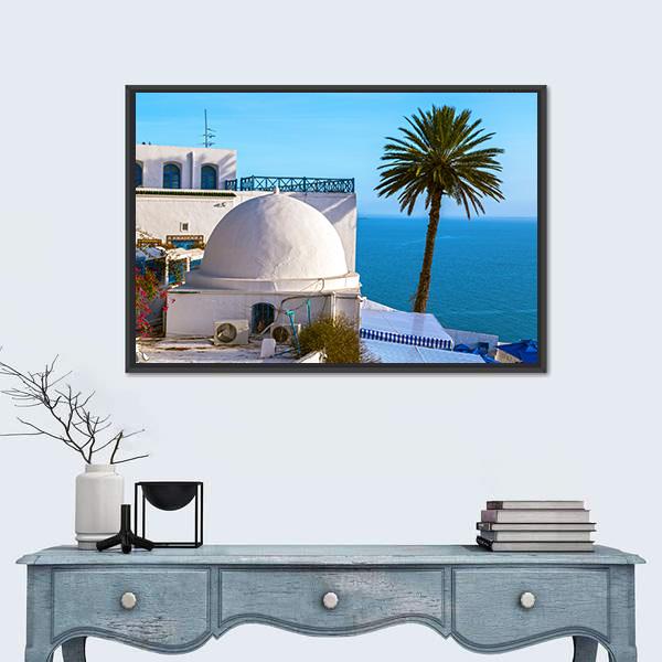 Touristic Town Near Tunis Canvas Wall Art-3 Horizontal-Gallery Wrap-25" x 16"-Tiaracle