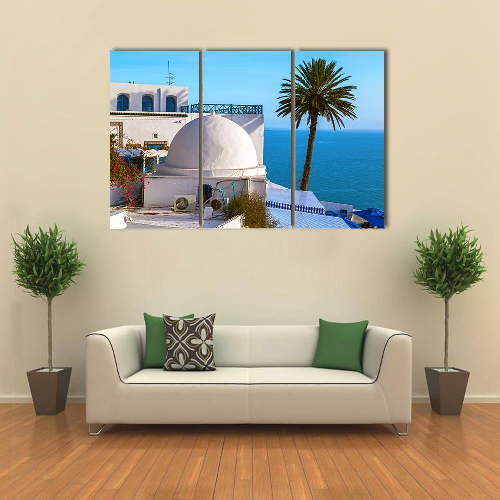Touristic Town Near Tunis Canvas Wall Art-3 Horizontal-Gallery Wrap-37" x 24"-Tiaracle