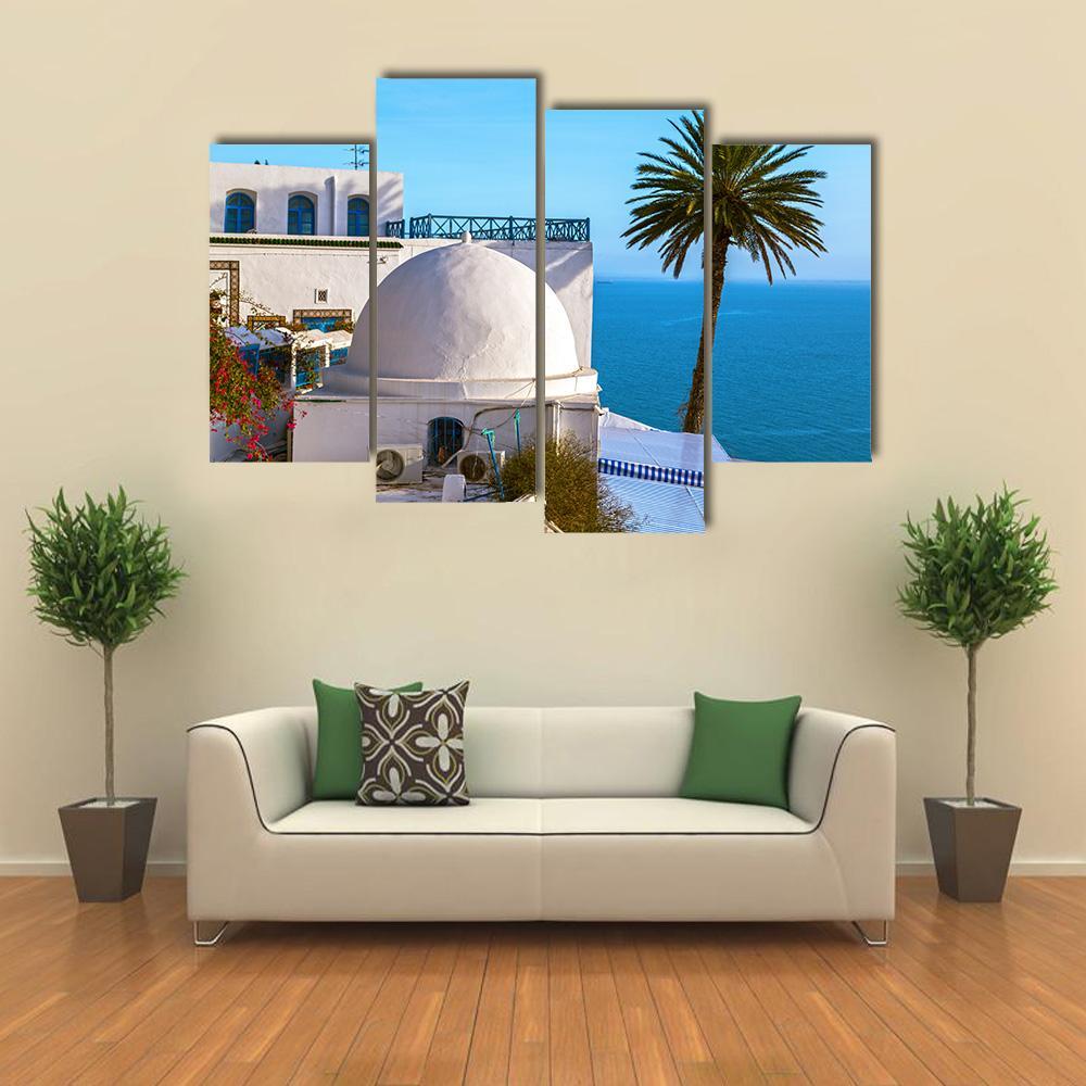 Touristic Town Near Tunis Canvas Wall Art-4 Pop-Gallery Wrap-50" x 32"-Tiaracle