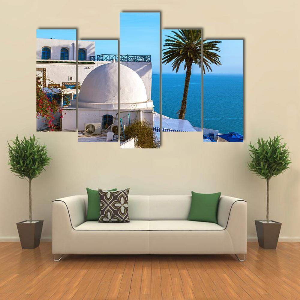 Touristic Town Near Tunis Canvas Wall Art-5 Pop-Gallery Wrap-47" x 32"-Tiaracle