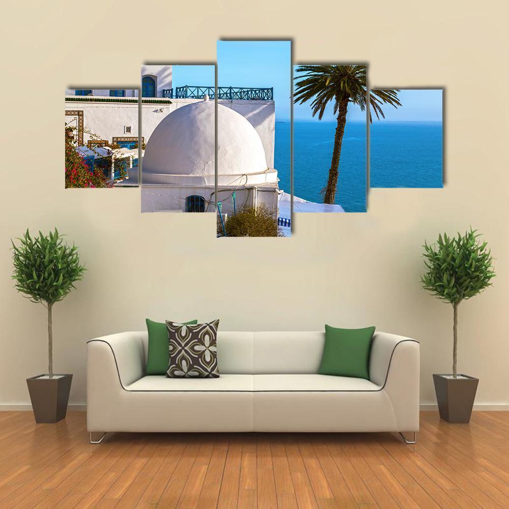 Touristic Town Near Tunis Canvas Wall Art-5 Star-Gallery Wrap-62" x 32"-Tiaracle