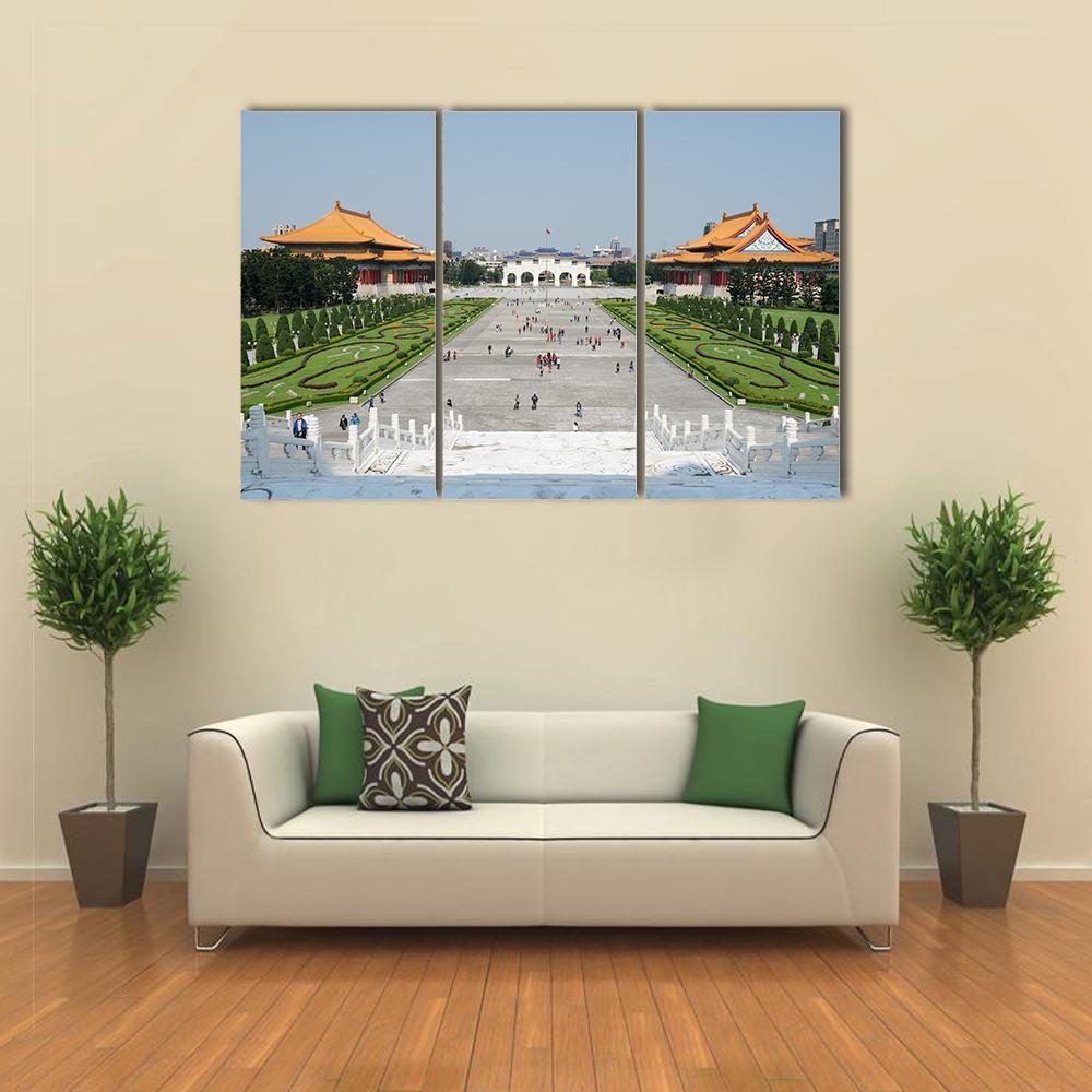Tourists At The Liberty Square Canvas Wall Art-3 Horizontal-Gallery Wrap-37" x 24"-Tiaracle