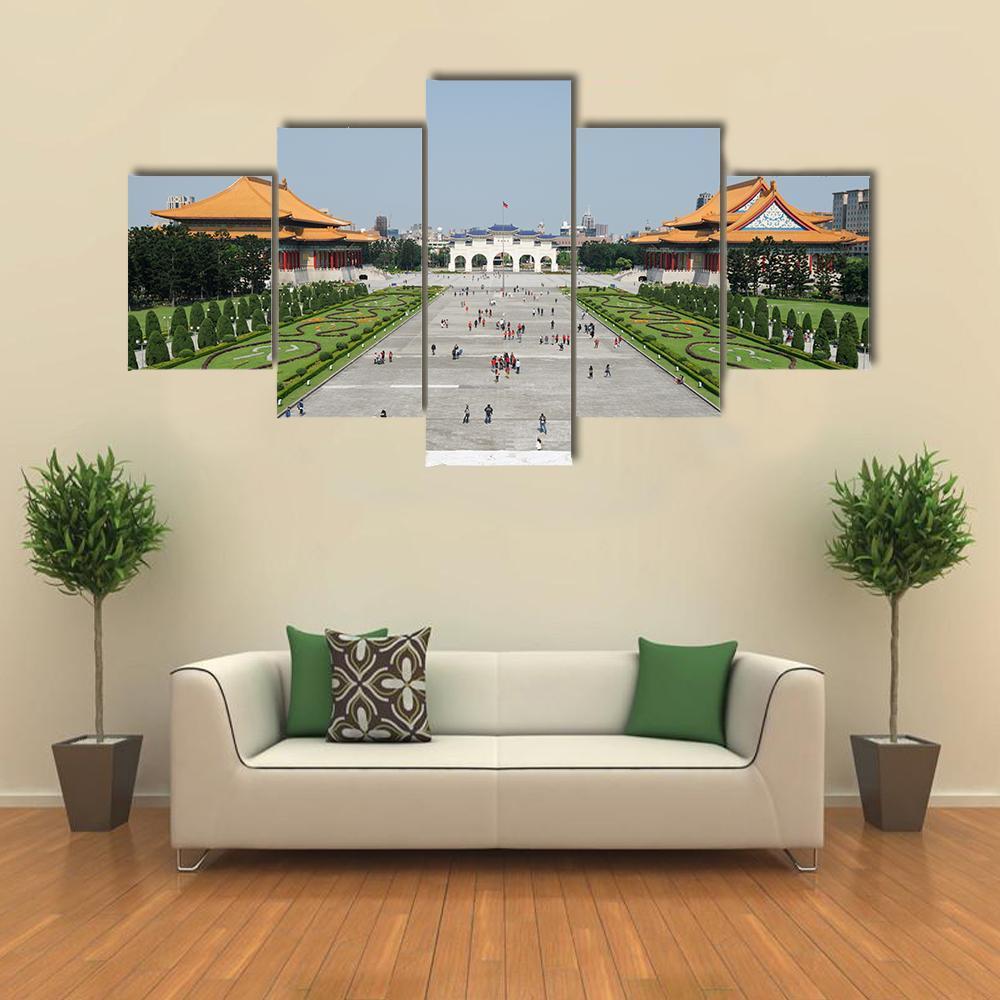 Tourists At The Liberty Square Canvas Wall Art-5 Star-Gallery Wrap-62" x 32"-Tiaracle