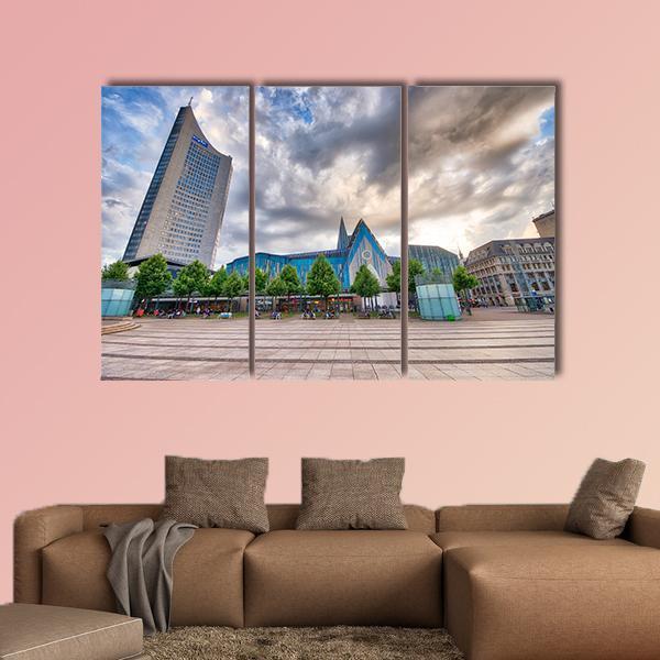 Tourists In Augustusplatz Canvas Wall Art-3 Horizontal-Gallery Wrap-25" x 16"-Tiaracle