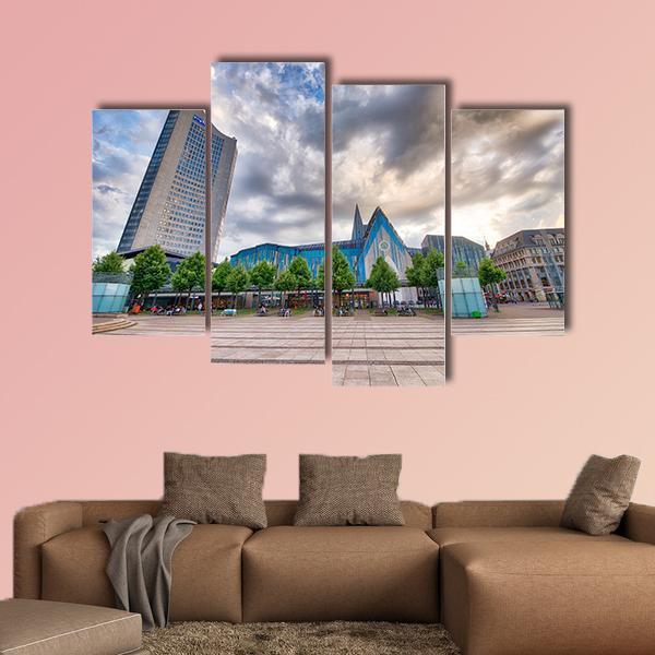 Tourists In Augustusplatz Canvas Wall Art-3 Horizontal-Gallery Wrap-25" x 16"-Tiaracle